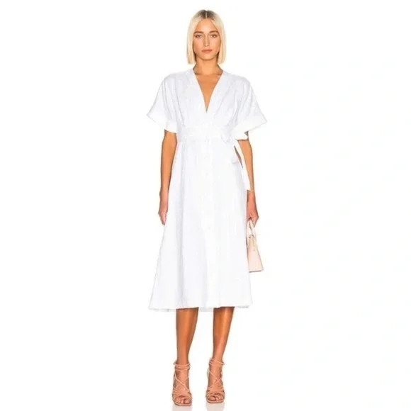 Equipment Femme White Linen Nauman Dress Size 10 NWT - Picture 2 of 11